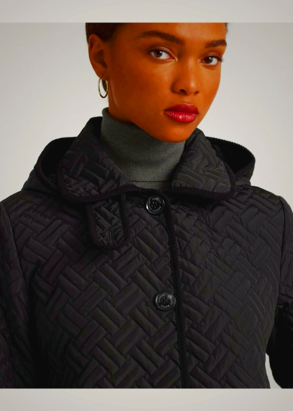 Ralph Lauren Women's Black Corduroy-Trim Hooded Down Puffer Coat SMUC23108