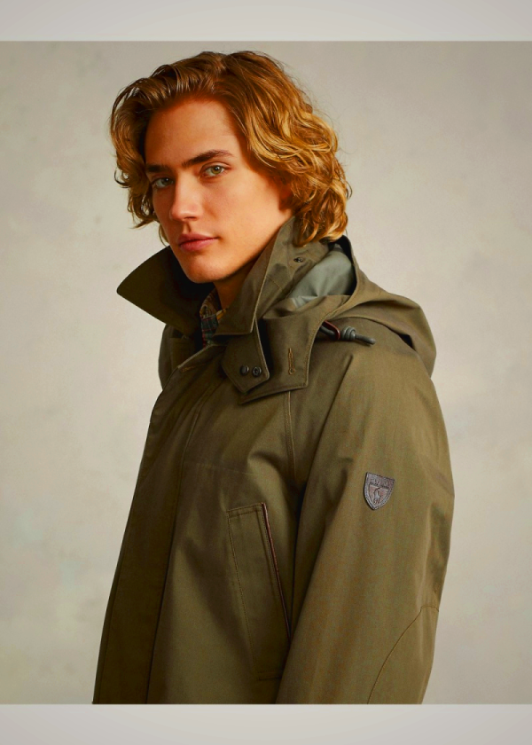 Ralph Lauren Men's Hooded Twill Coat Olive Green | FSOV57349