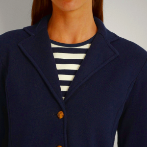 Ralph Lauren Women's Combed Cotton Navy Blue Blazers | CLNZ42863