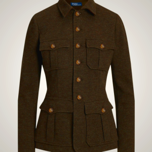 Ralph Lauren Herringbone Double-Knit Jacquard Black Blazers for Women | BVRX04378