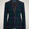 Ralph Lauren Women's Tartan Plaid Wool Blazer Navy Blue TWMK39047
