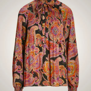 Ralph Lauren Tie-Neck Print Blouse Georgette Multicolor Women's Shirt JKZL27538