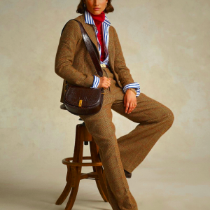 Ralph Lauren Polo ID Croc-Embossed Saddle Bag for Women Chocolate | UTJD56013