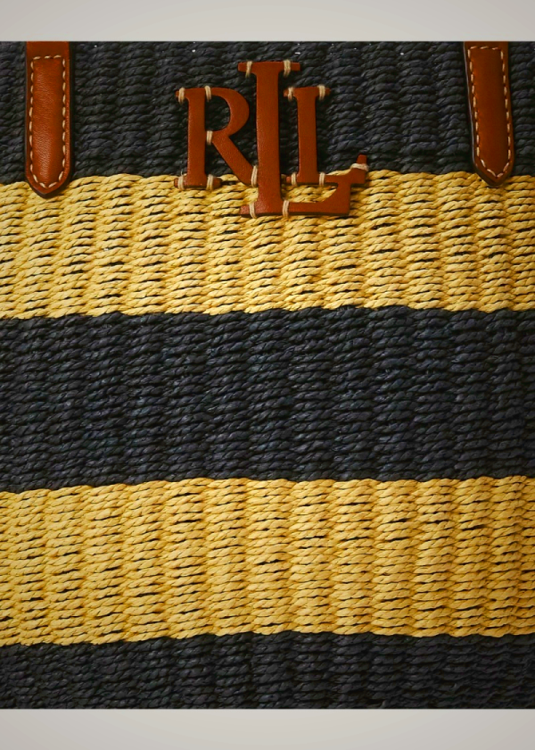 Ralph Lauren Straw Medium Tote Bag with Stripes | Hartley Design