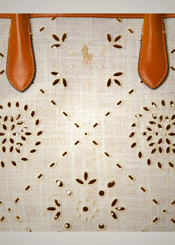 Ralph Lauren Eyelet Hybrid Medium Tote Bag Bellport Beige for Women