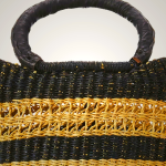 Ralph Lauren Pony-Charm Medium Tote Bag Basket-Weave Black Women's