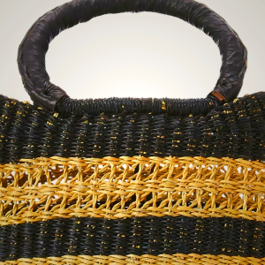 Ralph Lauren Pony-Charm Medium Tote Bag Basket-Weave Black Women's