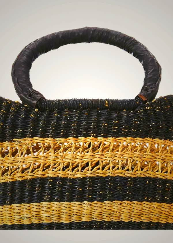 Ralph Lauren Pony-Charm Medium Tote Bag Basket-Weave Black Women's