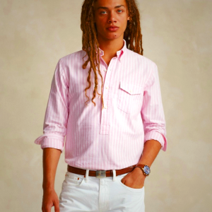 Ralph Lauren Custom Fit Striped Oxford Popover Shirt for Women | NLXH81934