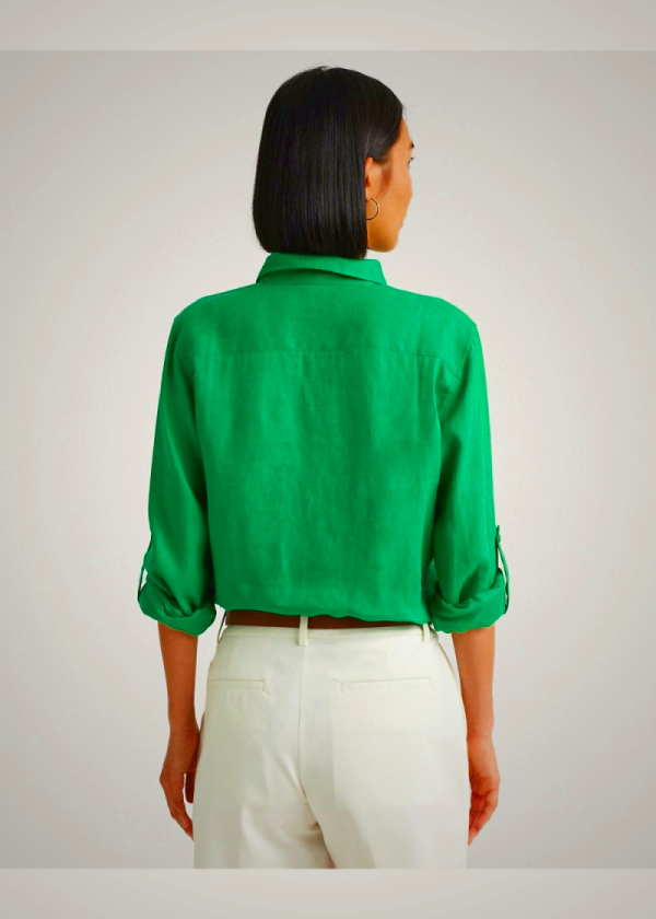 Ralph Lauren Relaxed Fit Linen Roll Tab-Sleeve Shirt for Women | KTQL31694