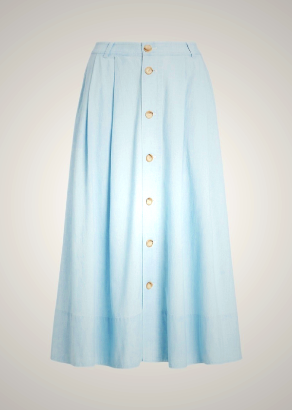 Ralph Lauren Button-Front Chambray Skirt Cream | SJUY37426