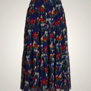 Ralph Lauren Floral Crinkle Georgette Skirt for Women | NCFL02687