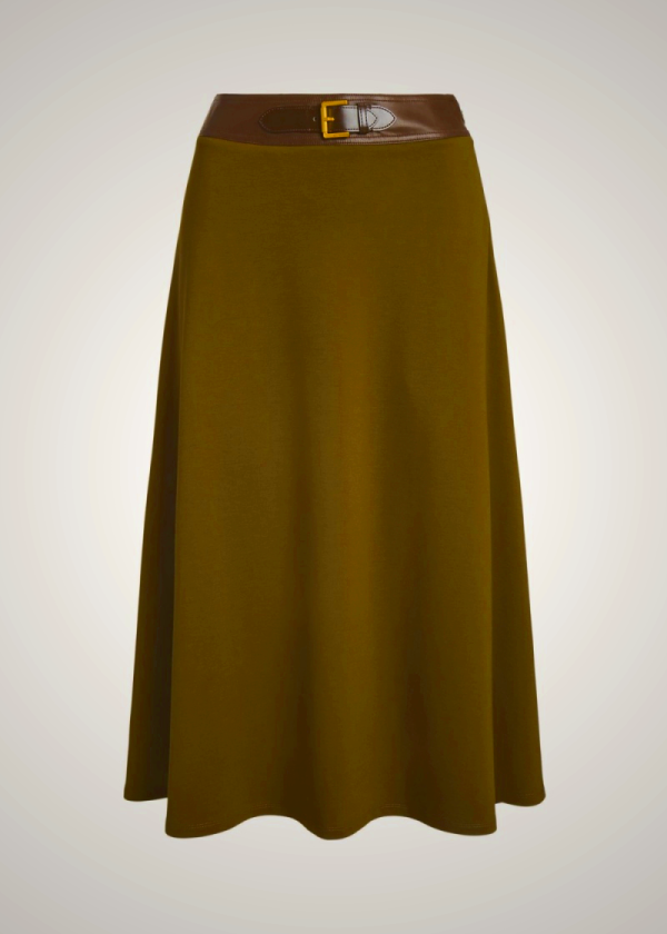 Ralph Lauren A-Line Ponte Skirt with Buckle Trim for Women | AJFP10923