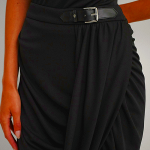 Ralph Lauren Stretch Jersey Pencil Skirt with Buckle Trim - Black