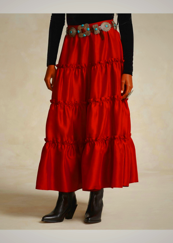 Ralph Lauren PRL x Naiomi Glasses Silk Maxiskirt for Women in Black