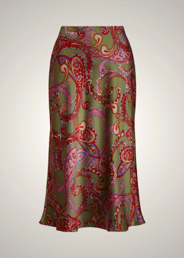 Ralph Lauren Paisley Satin Charmeuse Skirt Women Multicolor BXIT20516
