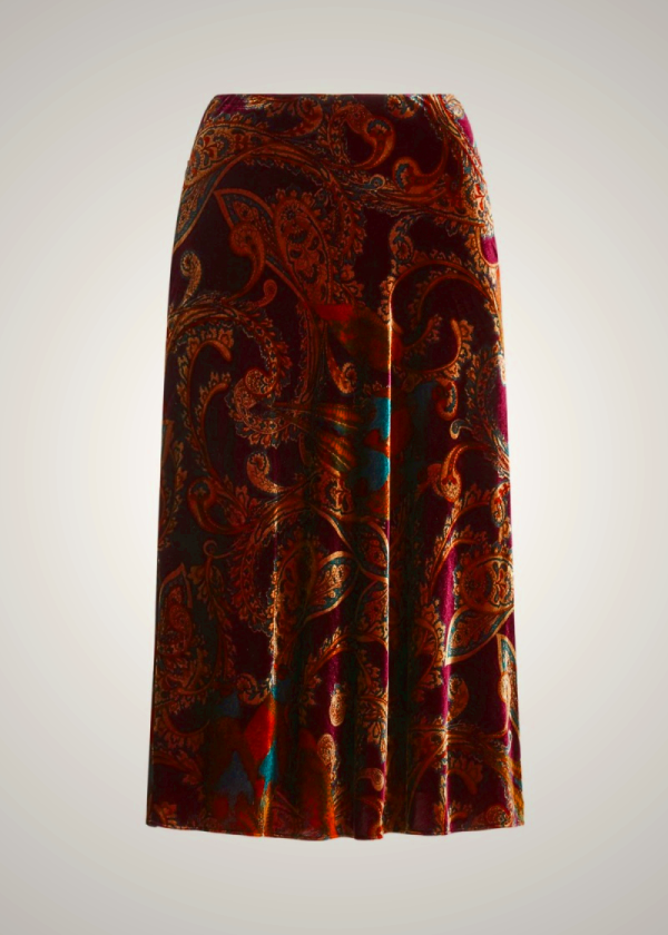 Ralph Lauren Pheasant-Paisley Velvet Skirt for Women | Multicolor | PSMR62397