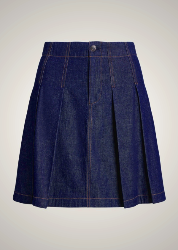 Ralph Lauren Plisado Denim Miniskirt for Women in Blue | CKTN13874