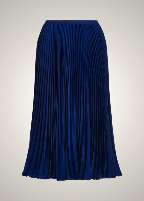 Ralph Lauren Pleated Georgette Skirt Navy Blue Women's | CFOJ71692