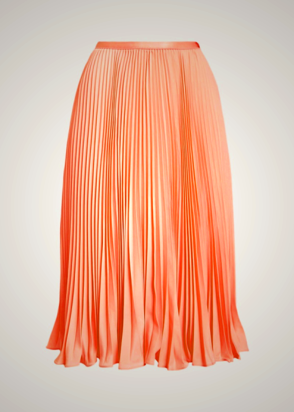 Ralph Lauren Pleated Midi Skirt for Women in Coral | QZAH47615