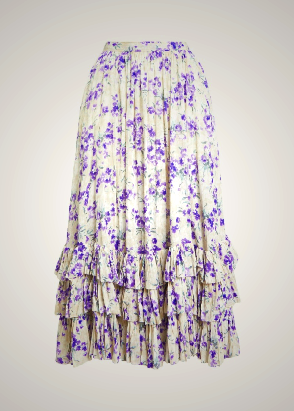 Ralph Lauren Ruffled Crinkled Cotton Gauze Maxi Skirt for Women | Black