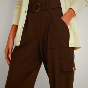Ralph Lauren Cargo Pants Belted Ponte for Women in Brown | GIYP40576