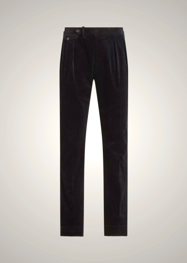 Ralph Lauren Gregory Hand-Tailored Black Corduroy Pants for Men | SAQO65930