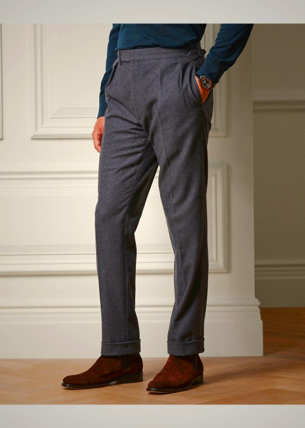 Ralph Lauren Gregory Hand-Tailored Wool Pants for Men - Grey | IGOR98270