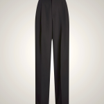 Ralph Lauren Black Wool Wide-Leg Tuxedo Pants for Women | DBVJ89625
