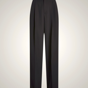 Ralph Lauren Black Wool Wide-Leg Tuxedo Pants for Women | DBVJ89625