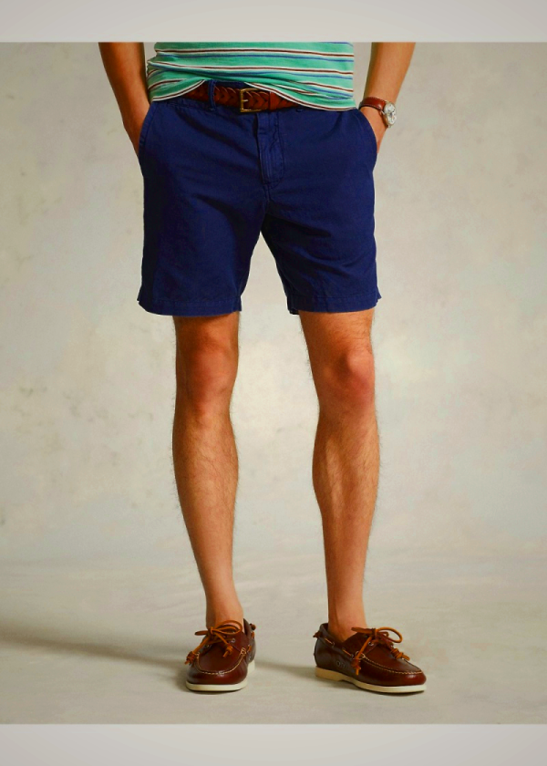 Ralph Lauren Men's 20.3 cm Direct Fit Linen-Cotton Shorts Navy Blue