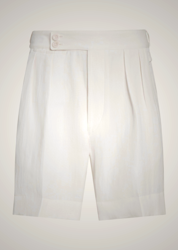 Ralph Lauren Men's Cotton-Linen Herringbone Shorts Cream | VQCI83095