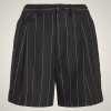 Ralph Lauren Pinstripe Plisado Linen Shorts for Women in Cream | FXZT17908
