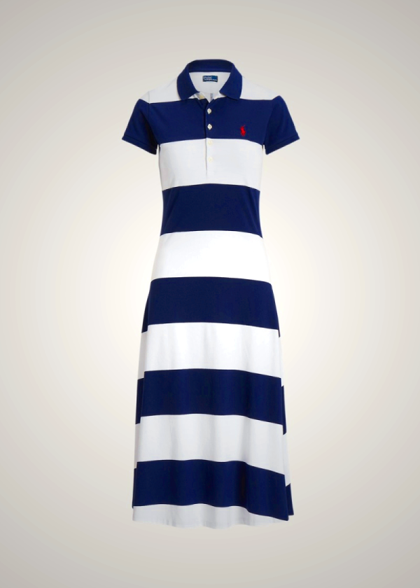 Ralph Lauren Striped Cotton Mesh Polo Dress for Women | QALO41935