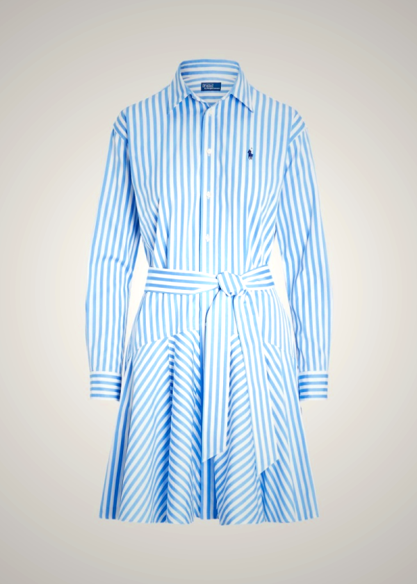 Ralph Lauren Striped Cotton Shirtdress for Women in Blue | OHCK14923