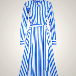 Ralph Lauren Belted Striped Cotton Shirtdress for Women | FBMP17962