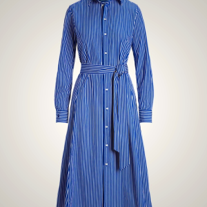 Ralph Lauren Belted Striped Cotton Shirtdress for Women | FPQY75439