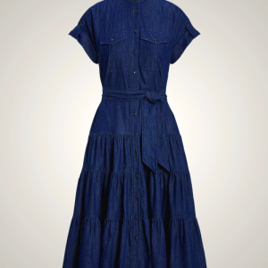 Ralph Lauren Belted Denim Tiered Shirtdress for Women | ATPV60942