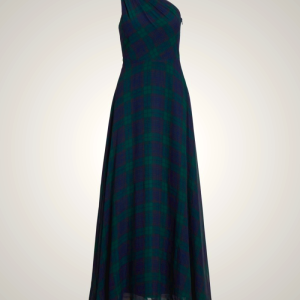 Ralph Lauren Black Watch Plaid Georgette Gown for Women | PIRY05268