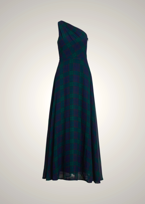 Ralph Lauren Black Watch Plaid Georgette Gown for Women | PIRY05268