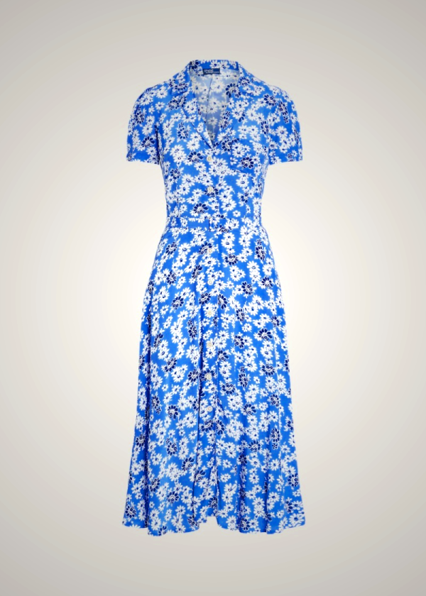 Ralph Lauren Floral Crepe Short-Sleeve Dress for Women in Cream | ZYTK06518