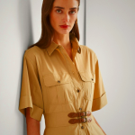 Ralph Lauren Women's Belt-Trim Cotton Blend Shirtdress Brown | JHNO42130