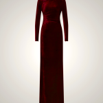 Ralph Lauren Kinslee Velvet Long-Sleeve Dress for Women - Red | VHMG92407