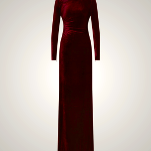 Ralph Lauren Kinslee Velvet Long-Sleeve Dress for Women - Red | VHMG92407