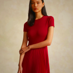 Ralph Lauren Lunar New Year Hybrid Pleated Dress Red FSOR86523