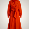 Ralph Lauren Tie-Front Shirtdress in Cotton Blend - Orange | PVHY29560