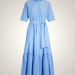 Ralph Lauren Tiered Cotton Shirtdress for Women in Blue | UQCX13728